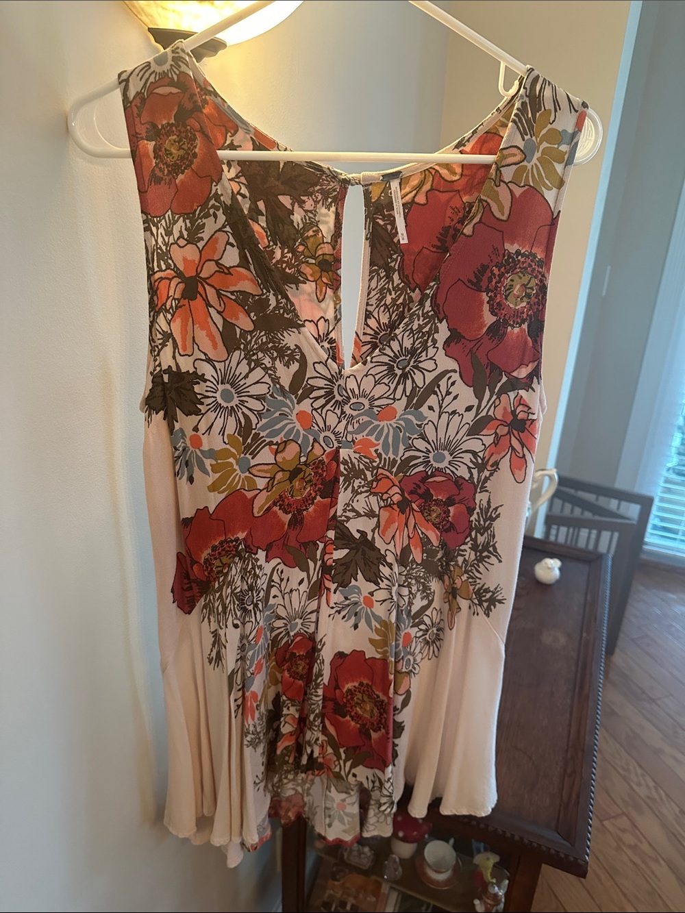 Free People Floral Mini Dress in Cream, Rust and Pink
